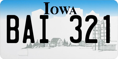 IA license plate BAI321