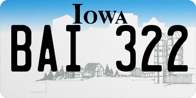 IA license plate BAI322