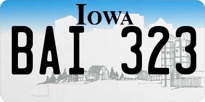 IA license plate BAI323