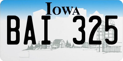 IA license plate BAI325