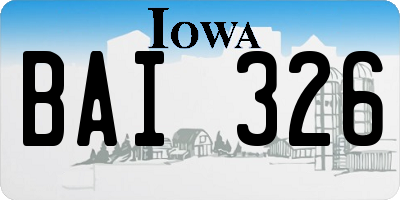 IA license plate BAI326
