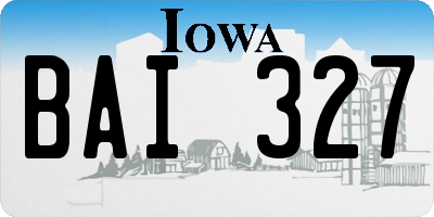 IA license plate BAI327