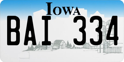 IA license plate BAI334