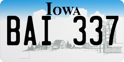 IA license plate BAI337