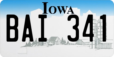 IA license plate BAI341