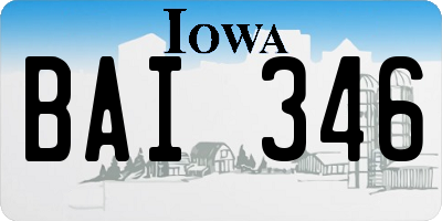 IA license plate BAI346