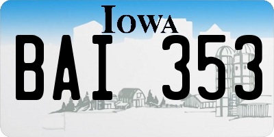 IA license plate BAI353
