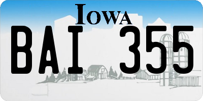 IA license plate BAI355
