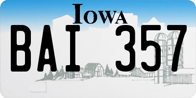 IA license plate BAI357