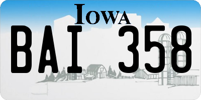 IA license plate BAI358