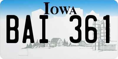 IA license plate BAI361