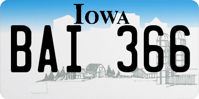 IA license plate BAI366