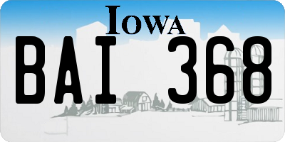 IA license plate BAI368