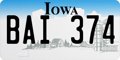 IA license plate BAI374