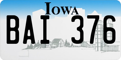 IA license plate BAI376