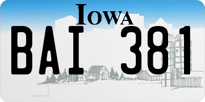 IA license plate BAI381