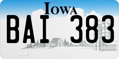 IA license plate BAI383