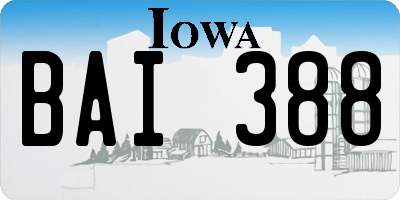 IA license plate BAI388