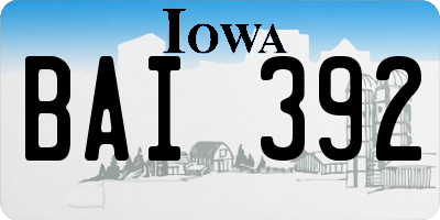 IA license plate BAI392