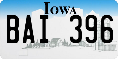 IA license plate BAI396