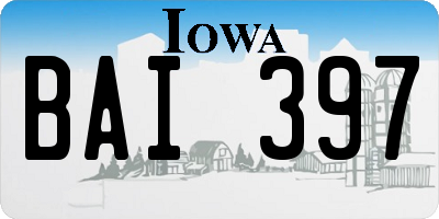 IA license plate BAI397