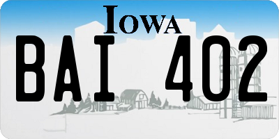 IA license plate BAI402