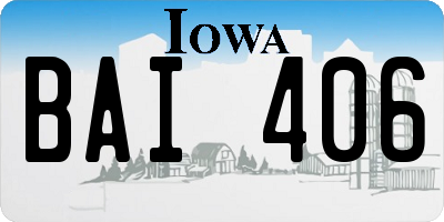 IA license plate BAI406