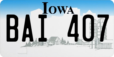 IA license plate BAI407