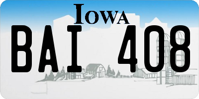 IA license plate BAI408