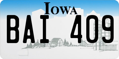 IA license plate BAI409