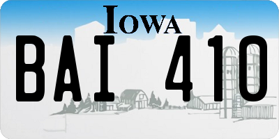 IA license plate BAI410