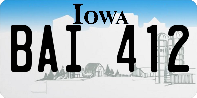 IA license plate BAI412