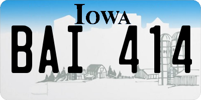 IA license plate BAI414