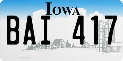 IA license plate BAI417
