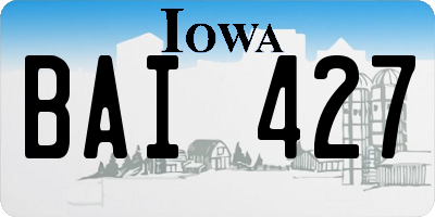 IA license plate BAI427