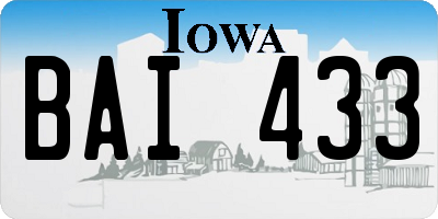 IA license plate BAI433