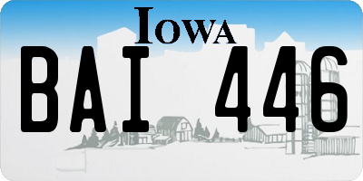 IA license plate BAI446
