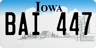 IA license plate BAI447