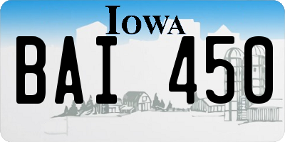 IA license plate BAI450