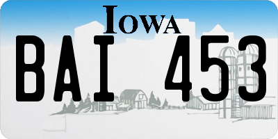 IA license plate BAI453