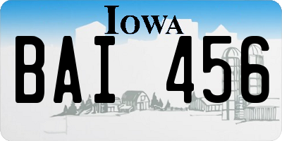 IA license plate BAI456