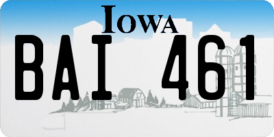 IA license plate BAI461