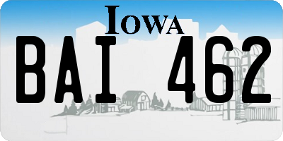 IA license plate BAI462