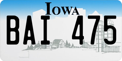 IA license plate BAI475