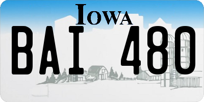 IA license plate BAI480