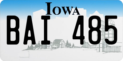 IA license plate BAI485