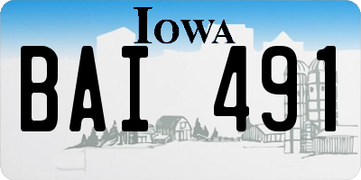 IA license plate BAI491