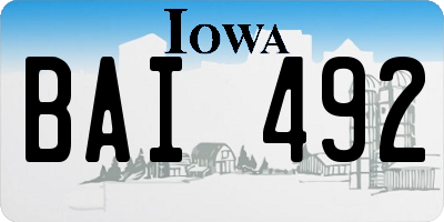 IA license plate BAI492