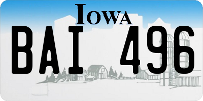 IA license plate BAI496