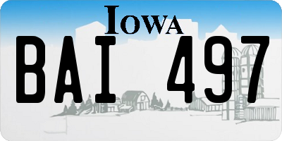 IA license plate BAI497